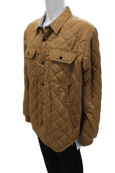 CPO Provisions Mens Quilted Button-Up Collared Beige Jacket Size XL