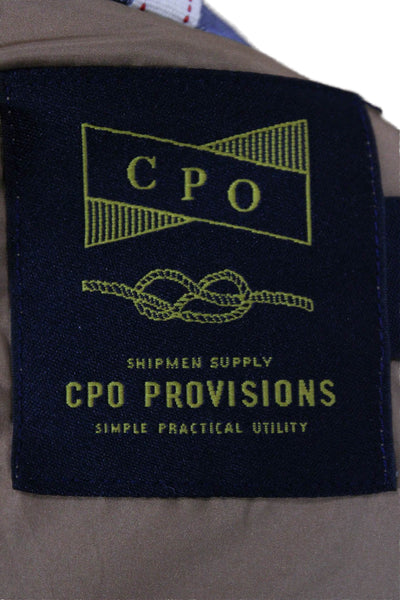 CPO Provisions Mens Quilted Button-Up Collared Beige Jacket Size XL
