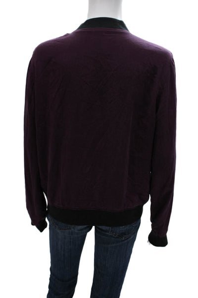 Equipment Femme Womens Bomber Jacket Purple 100% Silk Long Sleeve Size M