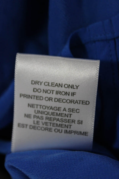 Equipment Femme Womens Silk Collared Long Sleeve Colorblock Blue Blouse Size L