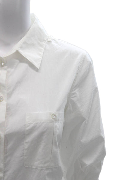 Vince Womens Tunic Button Up Collared Cotton 3/4 Sleeve White Size 10