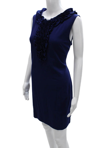Trina Trina Turk Women Sheath Dress Blue Rayon Sleeveless Round Neck Size 12