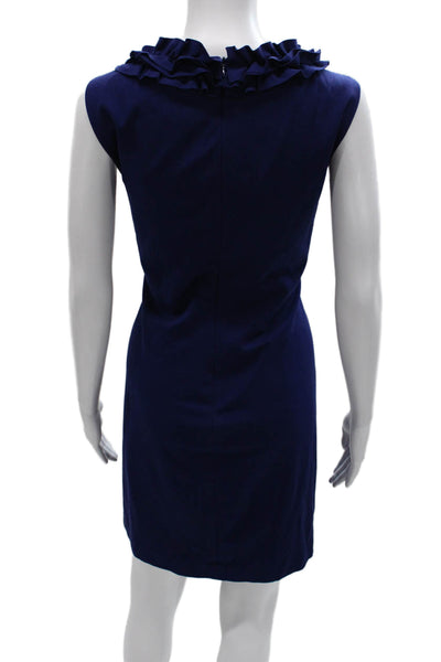 Trina Trina Turk Women Sheath Dress Blue Rayon Sleeveless Round Neck Size 12
