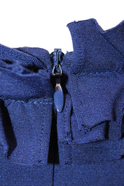 Trina Trina Turk Women Sheath Dress Blue Rayon Sleeveless Round Neck Size 12