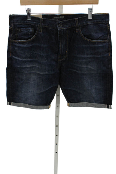 Big Star Mens Bermuda Shorts Blue 100% Cotton Button Size 36