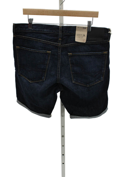 Big Star Mens Bermuda Shorts Blue 100% Cotton Button Size 36
