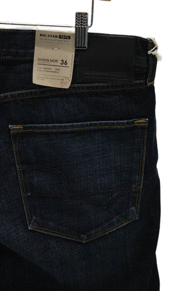 Big Star Mens Bermuda Shorts Blue 100% Cotton Button Size 36
