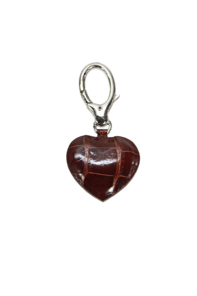 Tardini Womens American Alligator Heart Shaped Key Fob Brown