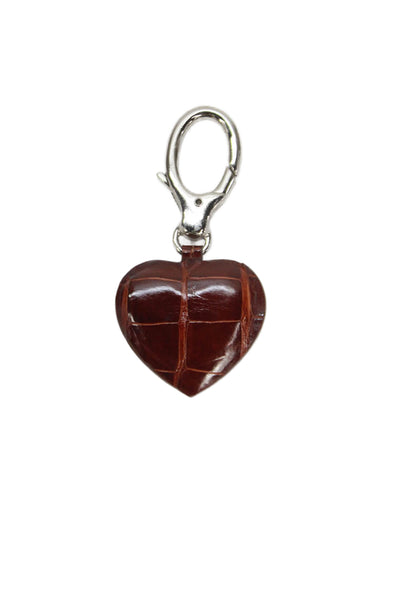 Tardini Womens American Alligator Heart Shaped Key Fob Brown