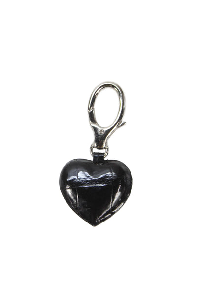 Tardini Womens American Alligator Heart Shaped Key Fob Black