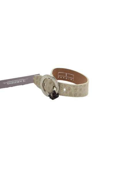 Tardini  Unisex Adults American Alligator Buckle Bracelet Taupe Size OS
