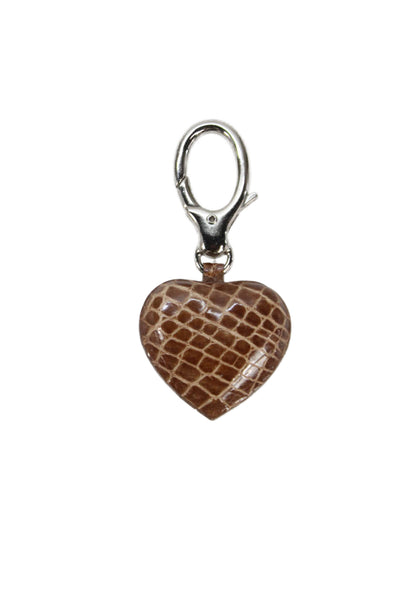 Tardini Womens American Alligator Heart Shaped Key Fob Light Brown