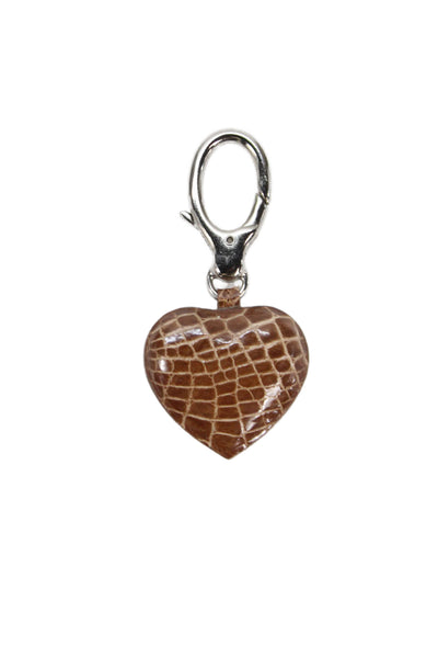 Tardini Womens American Alligator Heart Shaped Key Fob Light Brown