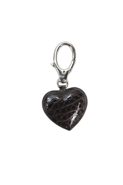 Tardini Womens American Alligator Heart Shaped Key Fob Dark Brown