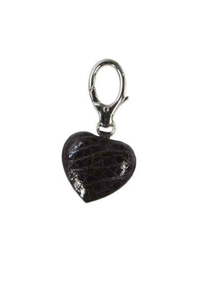 Tardini Womens American Alligator Heart Shaped Key Fob Dark Brown