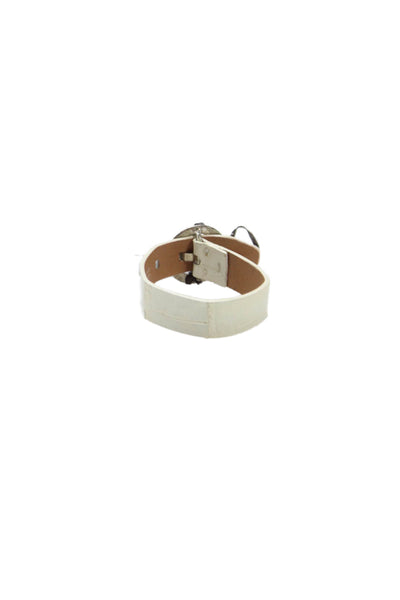 Tardini Unisex Adults American Alligator Buckle Bracelet White Size OS