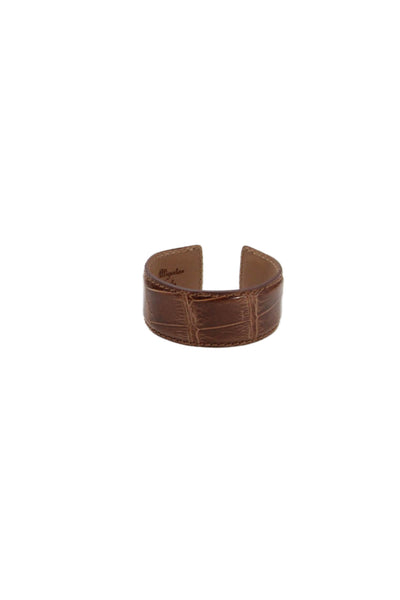 Tardini Unisex Adults American Alligator Round Rigid Bracelet Light Brown Size O