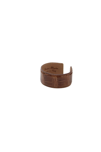 Tardini Unisex Adults American Alligator Round Rigid Bracelet Light Brown Size O