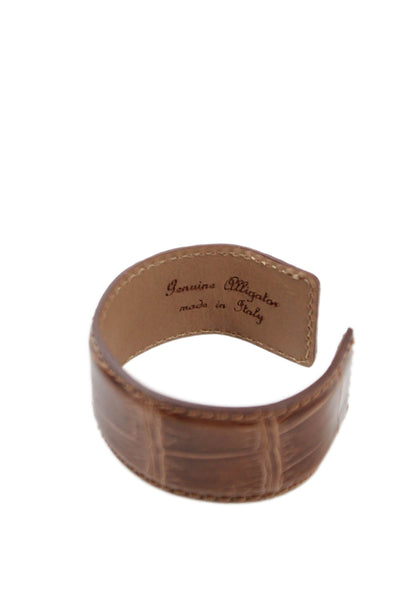 Tardini Unisex Adults American Alligator Round Rigid Bracelet Light Brown Size O