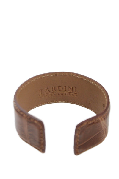 Tardini Unisex Adults American Alligator Round Rigid Bracelet Light Brown Size O