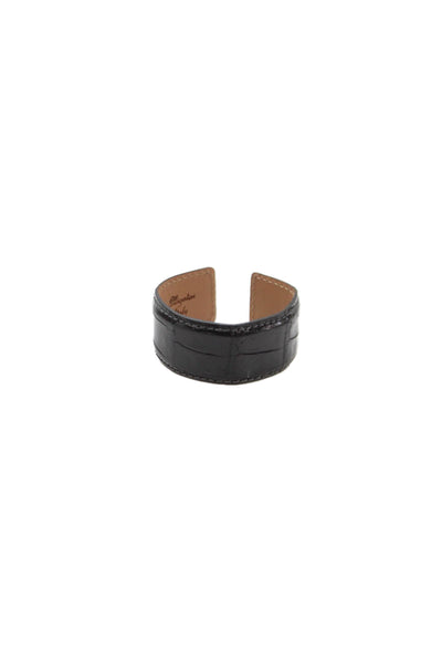 Tardini Unisex Adults American Alligator Round Rigid Bracelet Black Size OS