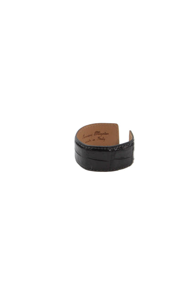 Tardini Unisex Adults American Alligator Round Rigid Bracelet Black Size OS