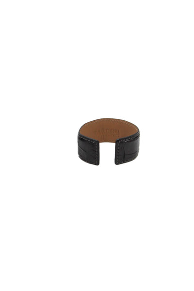 Tardini Unisex Adults American Alligator Round Rigid Bracelet Black Size OS