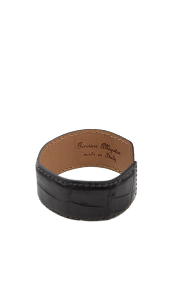 Tardini Unisex Adults American Alligator Round Rigid Bracelet Black Size OS