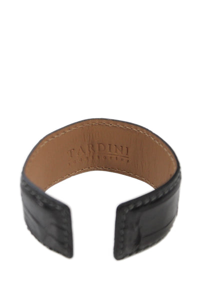 Tardini Unisex Adults American Alligator Round Rigid Bracelet Black Size OS