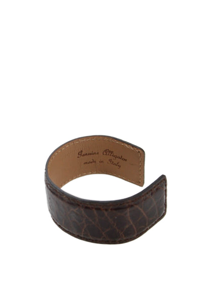 Tardini Unisex Adults American Alligator Round Rigid Bracelet Brown Size OS