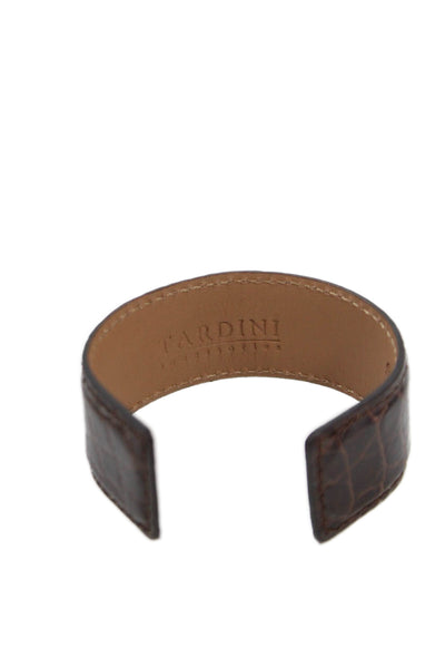 Tardini Unisex Adults American Alligator Round Rigid Bracelet Brown Size OS