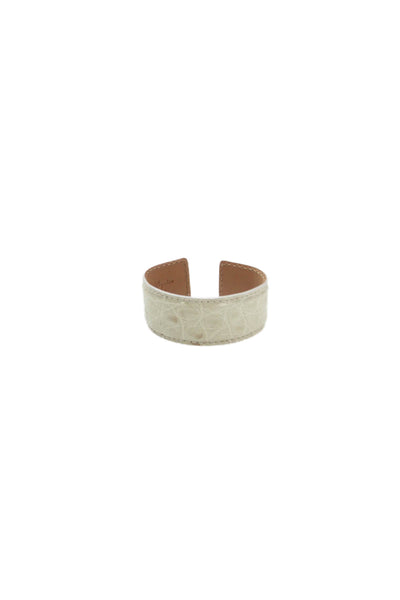 Tardini Unisex Adults American Alligator Round Rigid Bracelet White Size OS