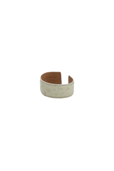 Tardini Unisex Adults American Alligator Round Rigid Bracelet White Size OS
