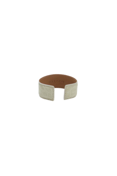 Tardini Unisex Adults American Alligator Round Rigid Bracelet White Size OS