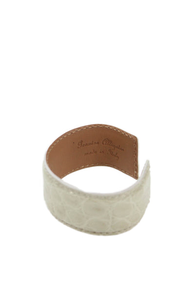 Tardini Unisex Adults American Alligator Round Rigid Bracelet White Size OS