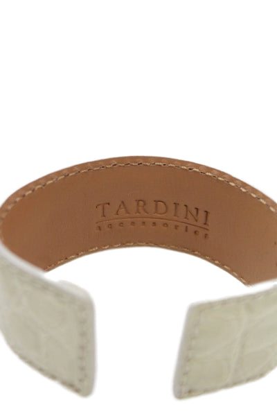 Tardini Unisex Adults American Alligator Round Rigid Bracelet White Size OS