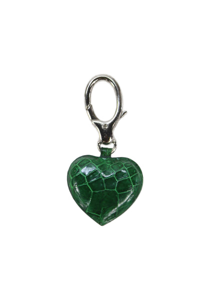 Tardini Womens American Alligator Heart Shaped Key Fob Drak Green