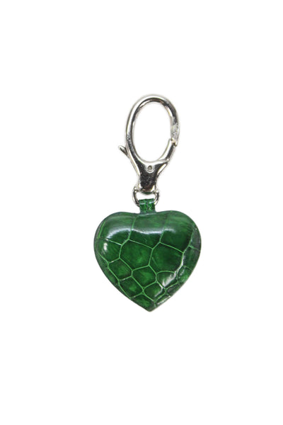 Tardini Womens American Alligator Heart Shaped Key Fob Drak Green