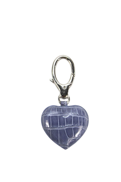 Tardini Womens American Alligator Heart Shaped Key Fob Blue