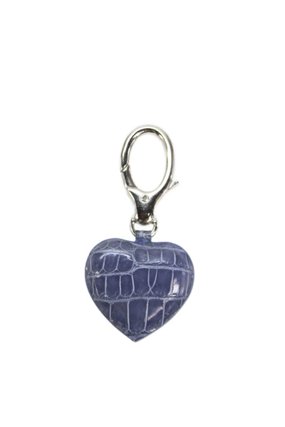 Tardini Womens American Alligator Heart Shaped Key Fob Blue