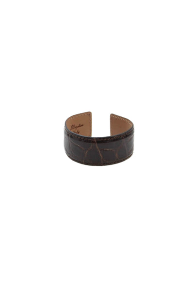 Tardini Unisex Adults American Alligator Round Rigid Bracelet Dark Brown Size OS
