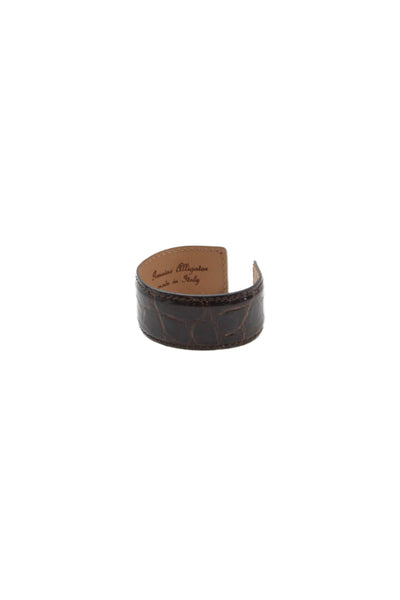Tardini Unisex Adults American Alligator Round Rigid Bracelet Dark Brown Size OS