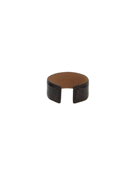 Tardini Unisex Adults American Alligator Round Rigid Bracelet Dark Brown Size OS