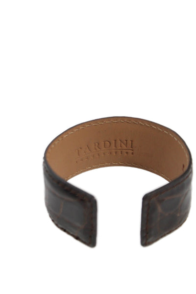 Tardini Unisex Adults American Alligator Round Rigid Bracelet Dark Brown Size OS