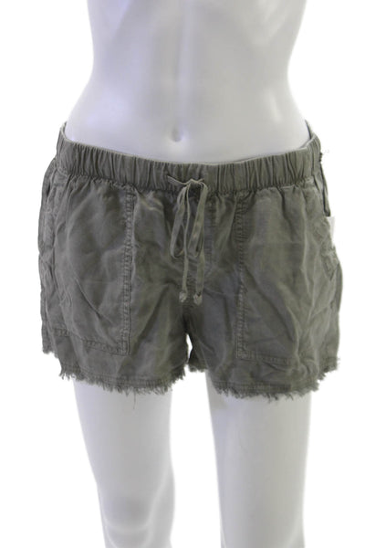 Bella Dahl Women Green Tencel Lyocell Cut-Off Shorts Drawstring Size S