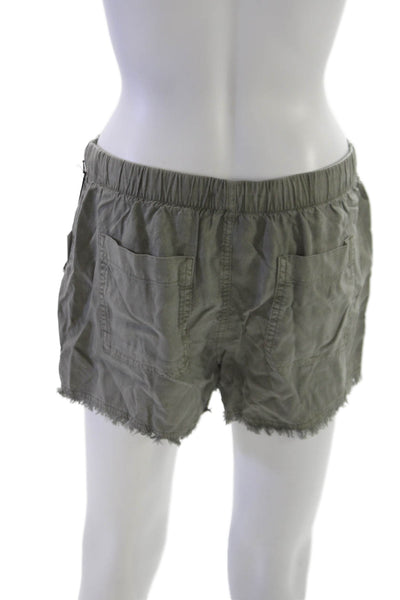 Bella Dahl Women Green Tencel Lyocell Cut-Off Shorts Drawstring Size S