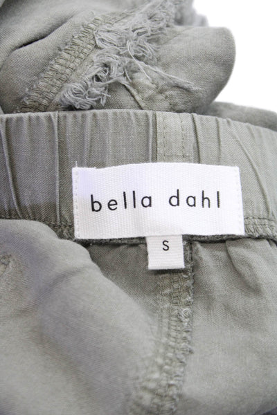 Bella Dahl Women Green Tencel Lyocell Cut-Off Shorts Drawstring Size S