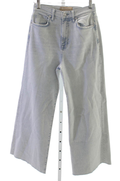 7 For All Mankind Womens Wide Leg Jeans Blue High Rise Cotton Size 26