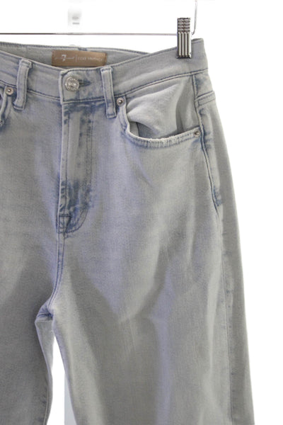 7 For All Mankind Womens Wide Leg Jeans Blue High Rise Cotton Size 26