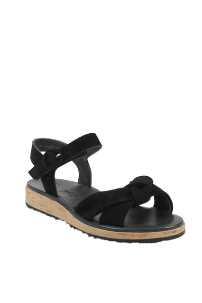 Paul Green Womens Suede Knotted Detail Sandals Shoes Black Size 9